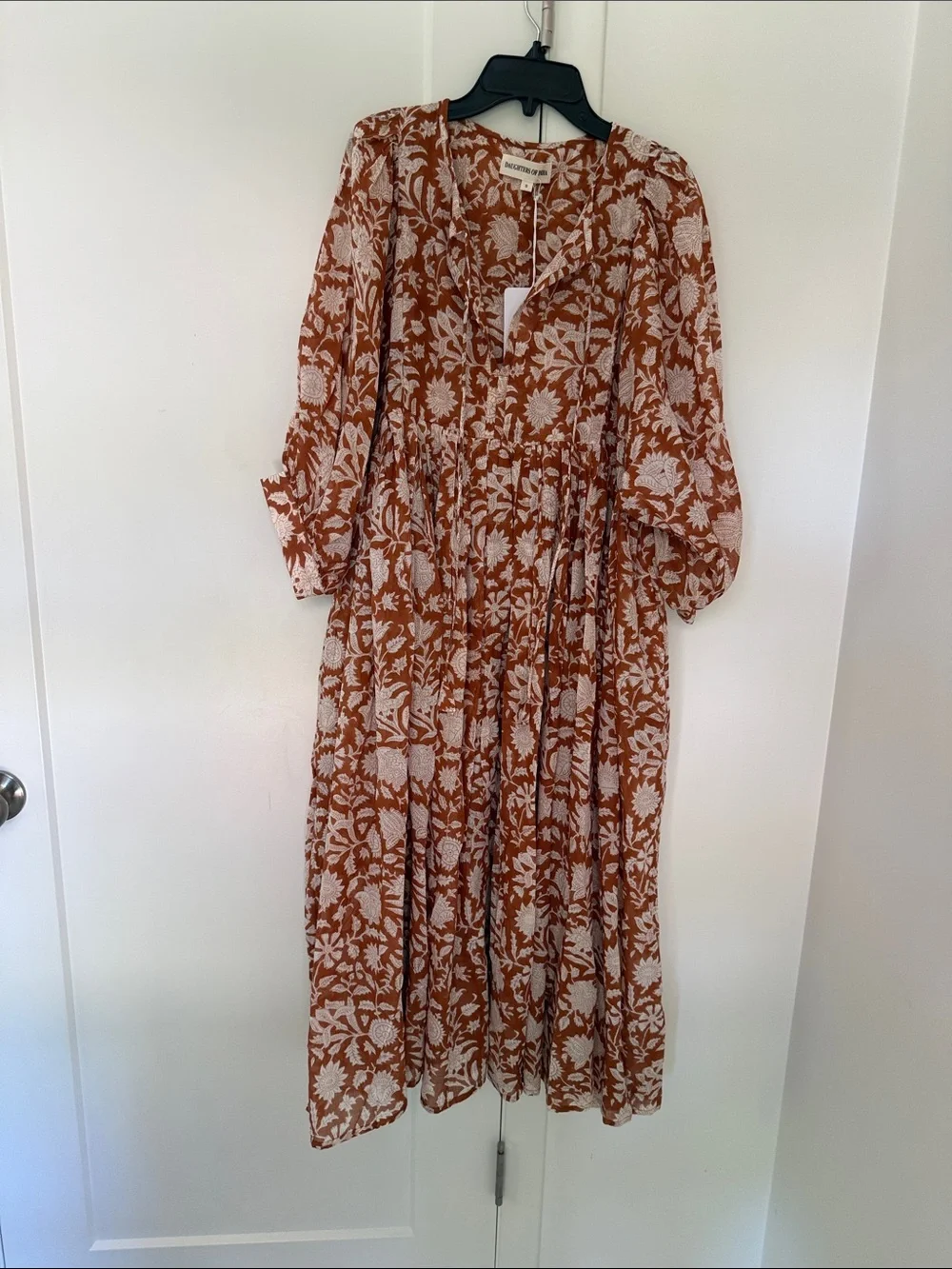 floral maxi dress india Flutter Sleeve Cotton Maxi Dress from India